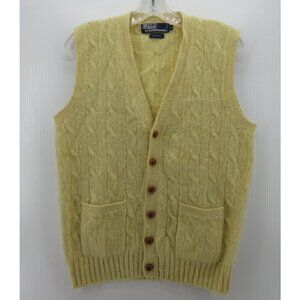 VINTAGE Ralph Lauren Polo Sweater Medium Wool Vest Cardigan 90s Cable